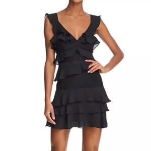 Bardot Black Ruffled Mini Dress